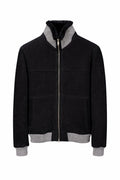 VELTO NEXUS Bomber Jacket Black Suede & Grey Cashmere