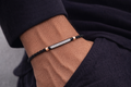 ASSE N03 — Titanium Black Chain with Rose Gold and Diamond Line Bracelet