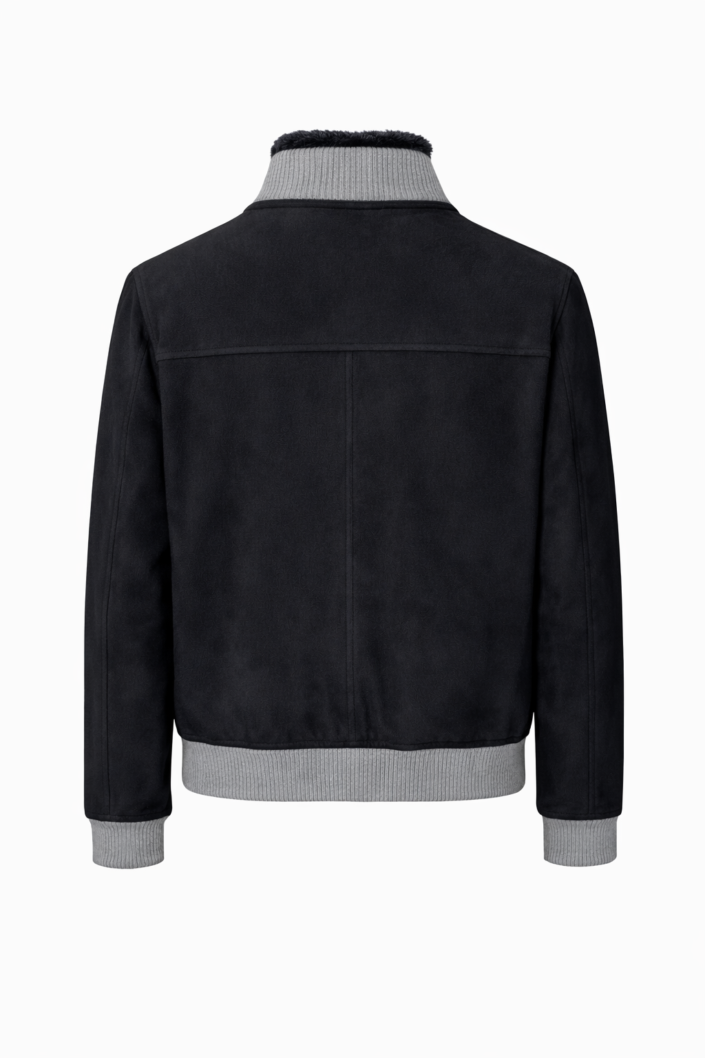 VELTO NEXUS Bomber Jacket Black Suede & Grey Cashmere