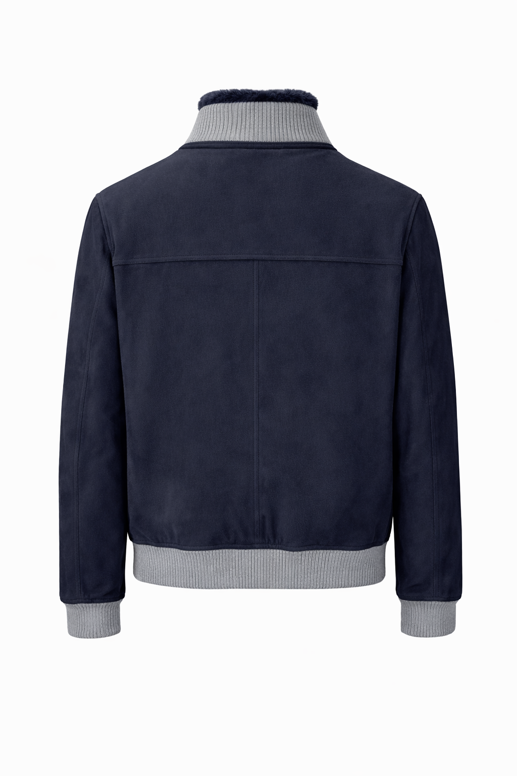 VELTO NEXUS Bomber Jacket Blue Suede & Grey Cashmere