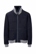 VELTO NEXUS Bomber Jacket Blue Suede & Grey Cashmere