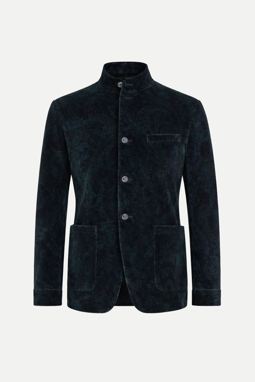 Dark green corduroy jacket on a white background