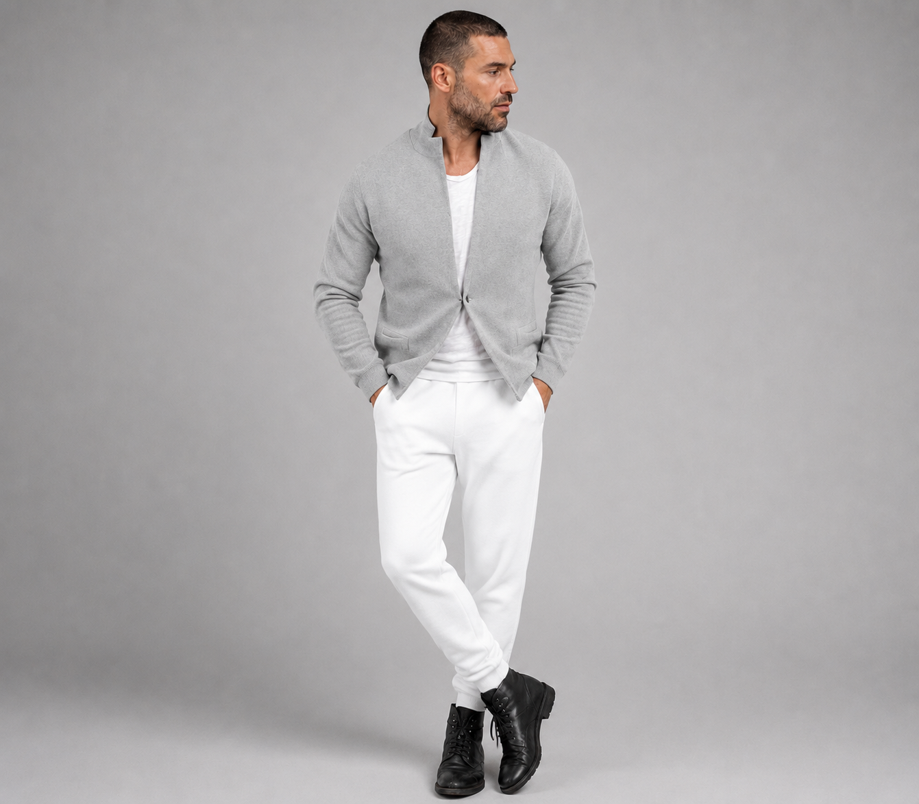 PRIVA — Light Grey Knit Jacket