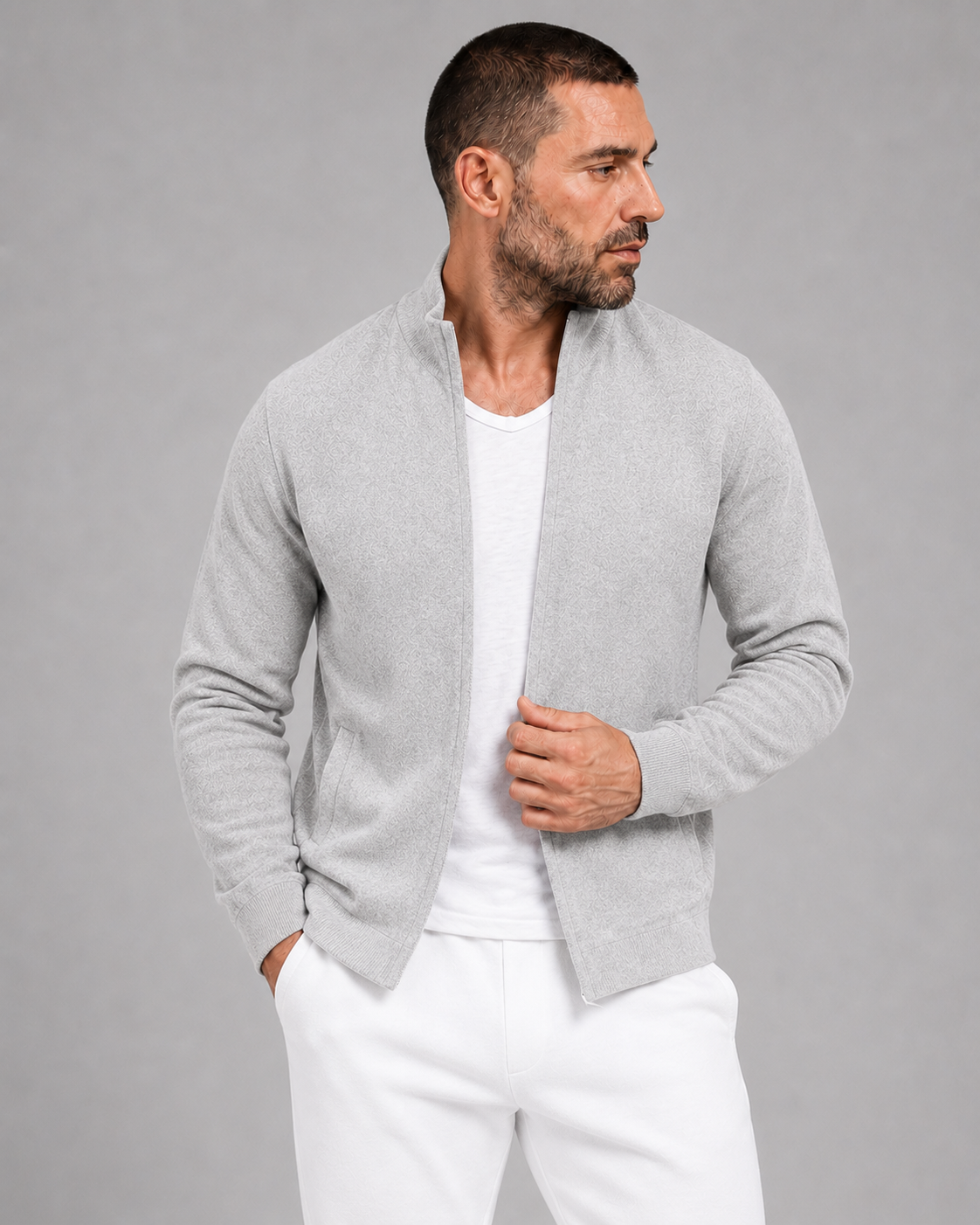 PRIVA — Light Grey Knit Jacket