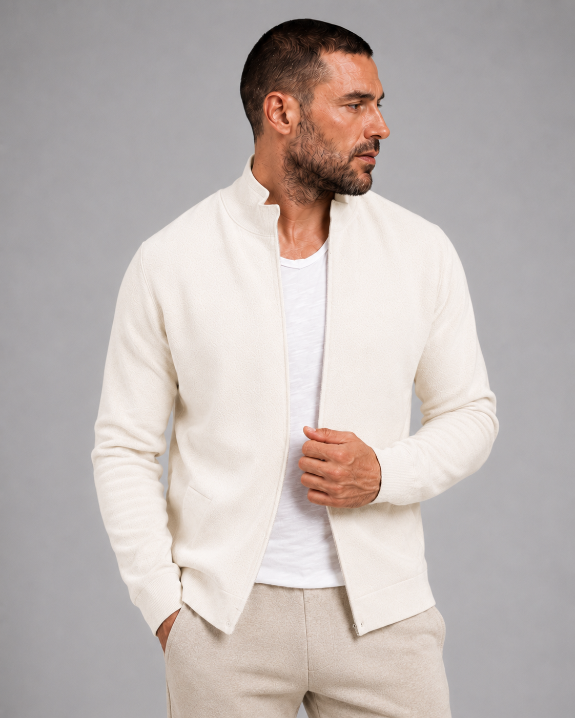 PRIVA — Stone White Knit Jacket