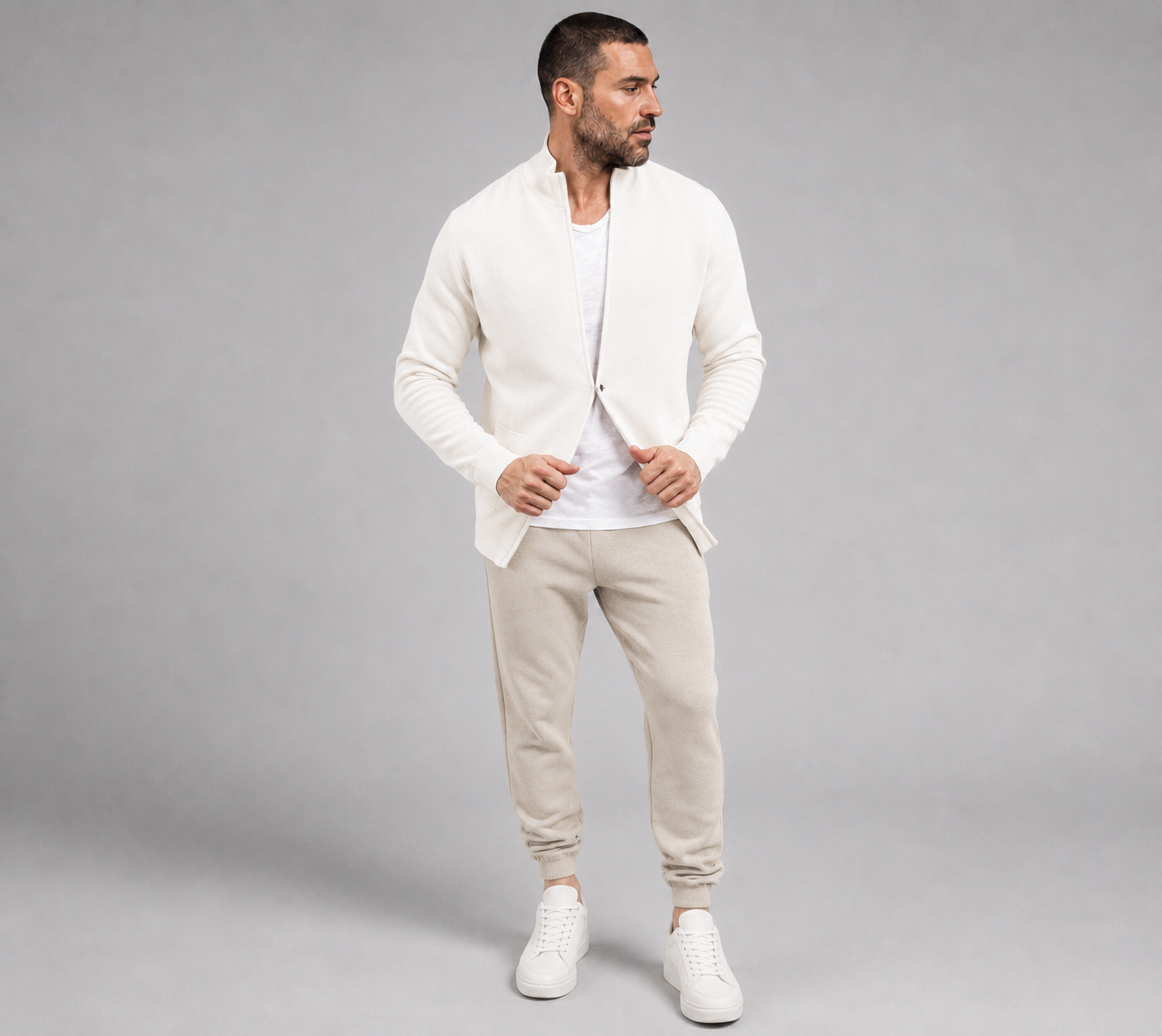 PRIVA — Stone White Knit Jacket