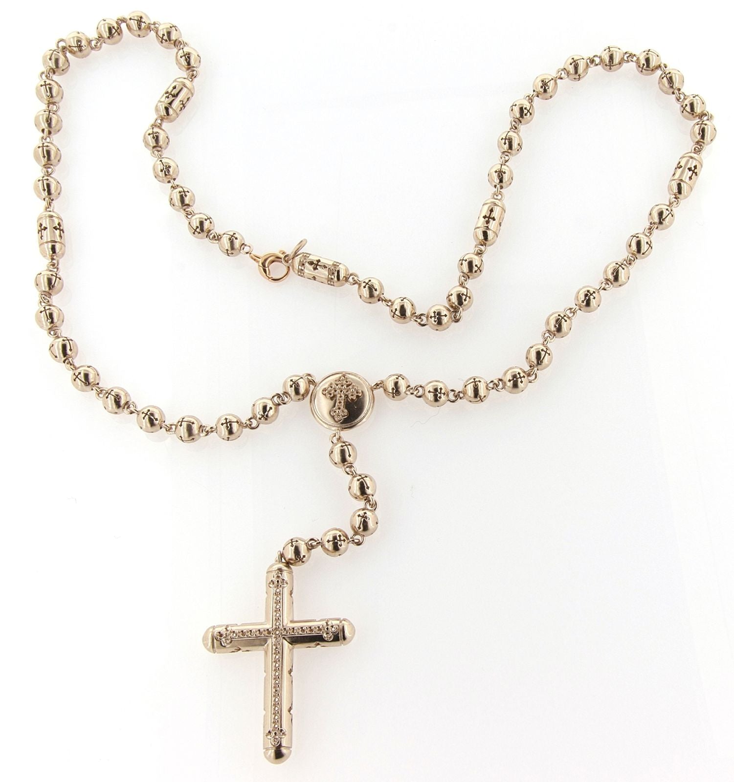 CROCE 05 — Gold Rosary Necklace with Diamonds