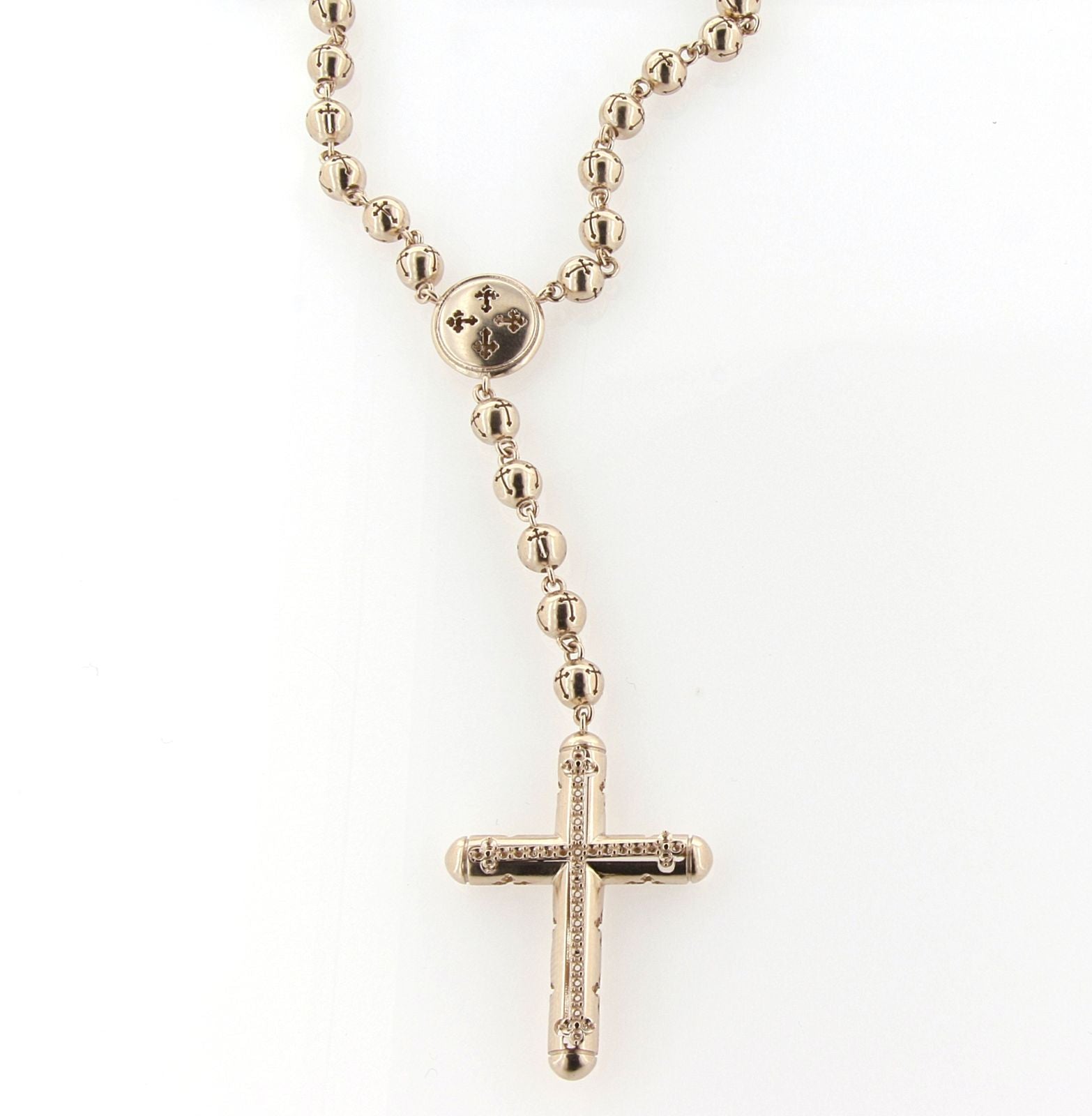 CROCE 04 — Gold Rosary Necklace with Diamonds