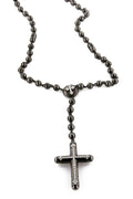 CROCE 01 — Black Rosary Necklace with Diamonds