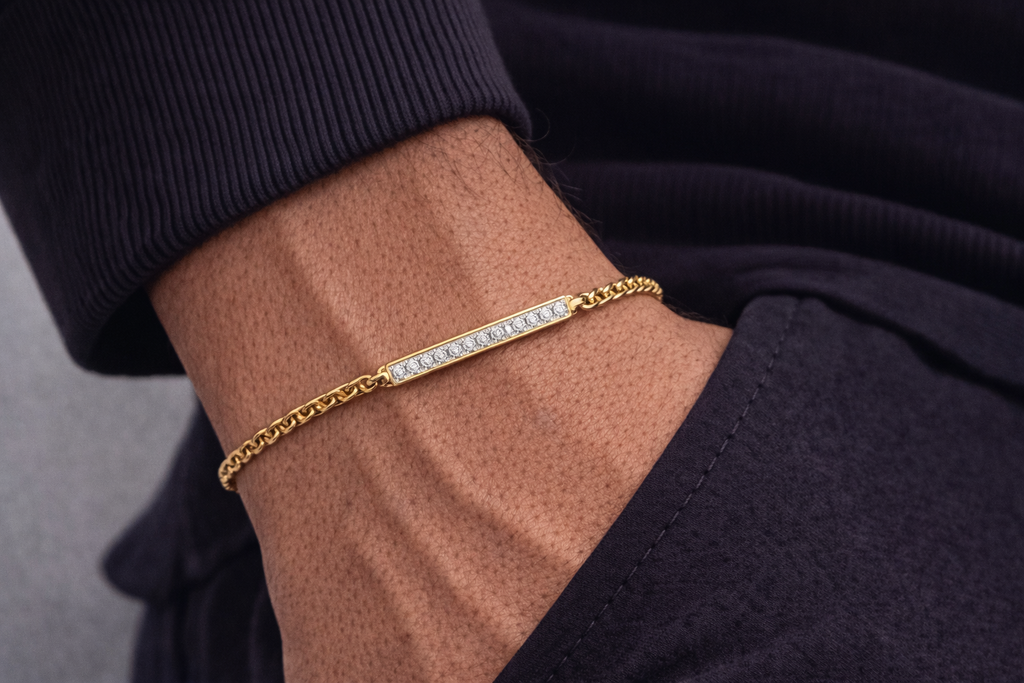 Asse 02 — Gold Chain Diamond Line Bracelet