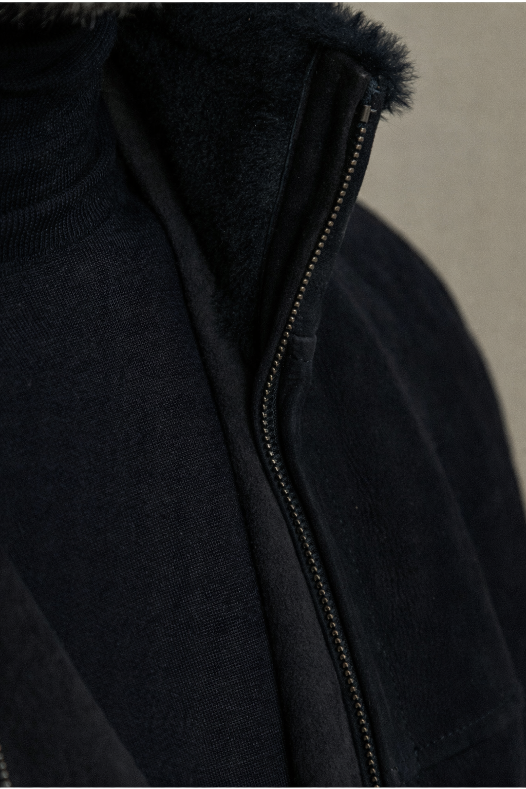 VELTO NEXUS Bomber Jacket Black Suede & Grey Cashmere
