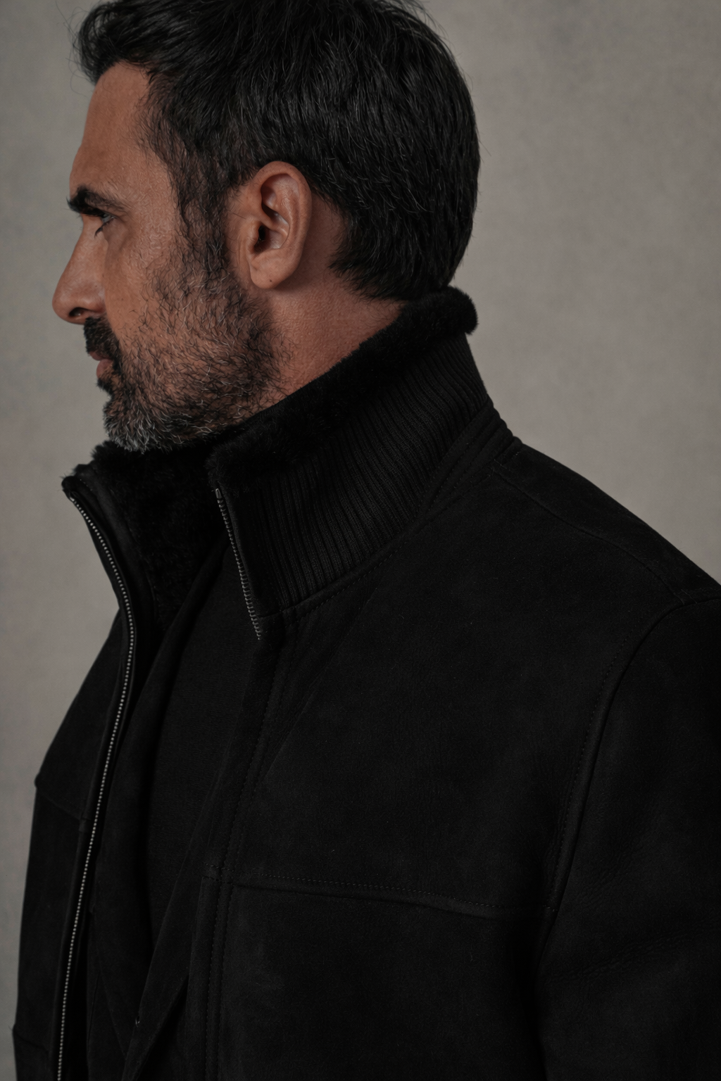 VELTO NEXUS Bomber Jacket Black Suede & Black Cashmere