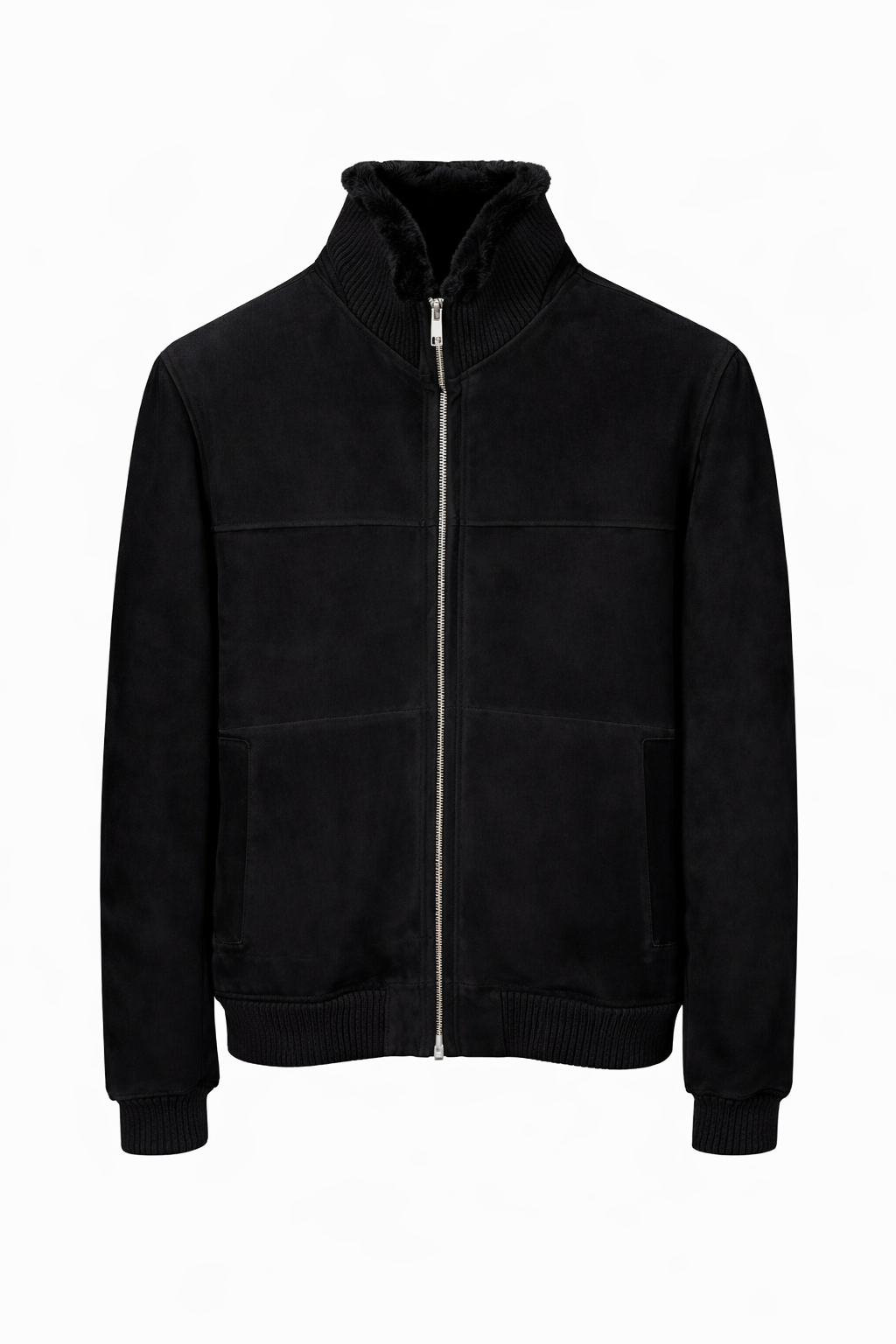 VELTO NEXUS Bomber Jacket Black Suede & Black Cashmere