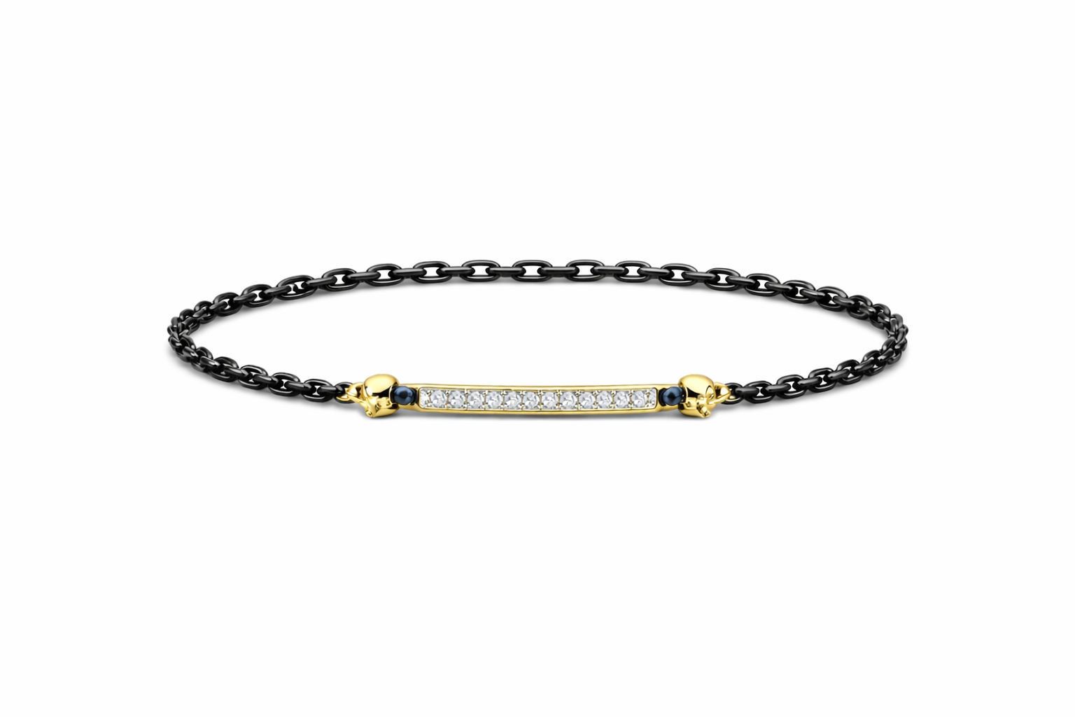 ASSE N01 — Titanium Black Chain with Gold and Diamond Line Bracelet