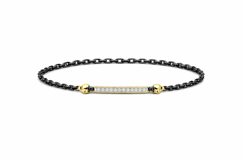 ASSE N01 — Titanium Black Chain with Gold and Diamond Line Bracelet