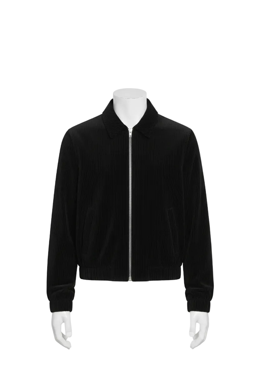 Black Corduroy Bomber Jacket