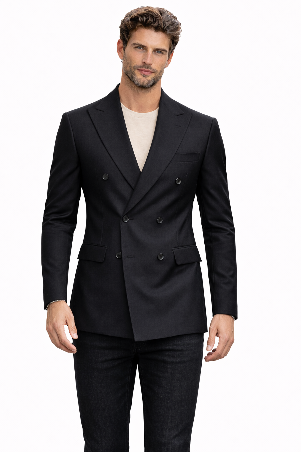 NEAPOLIS Black Jacket 150's Double Breasted