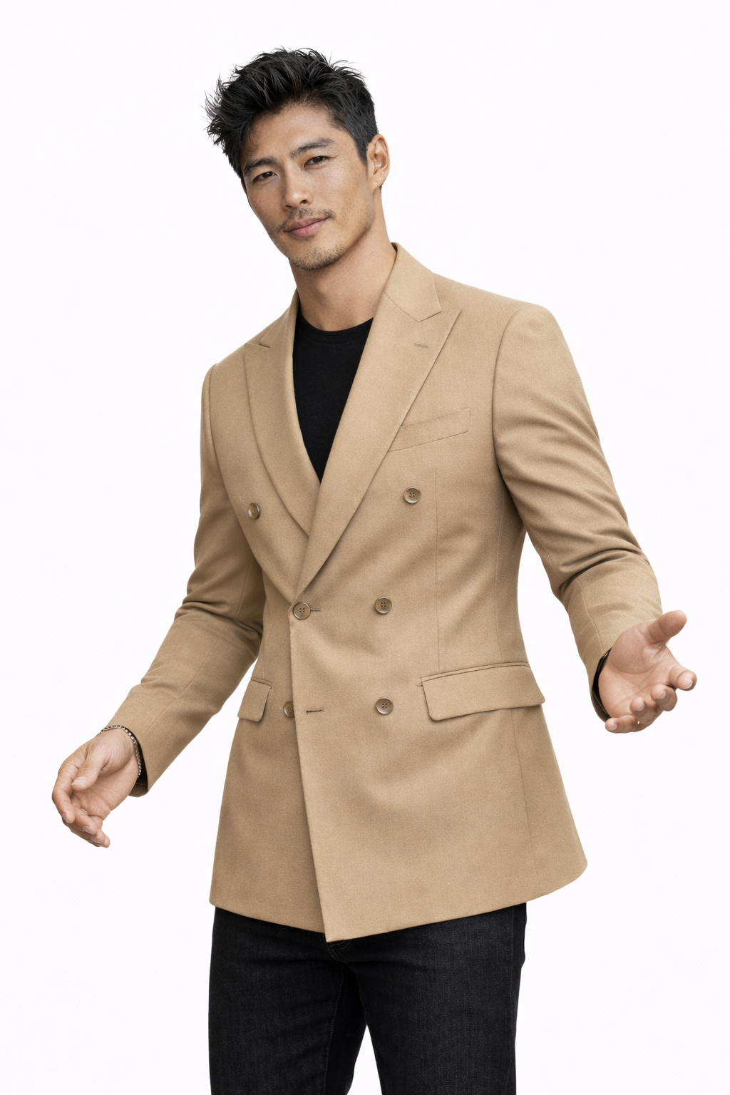 NEAPOLIS Beige Jacket 150's Double Breasted