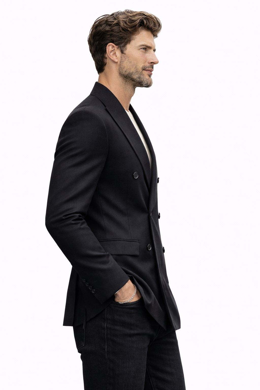 NEAPOLIS Black Jacket 150's Double Breasted