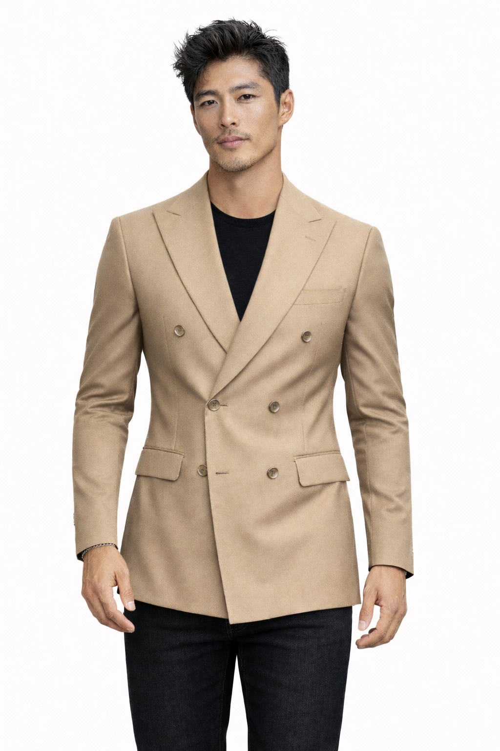 NEAPOLIS Beige Jacket 150's Double Breasted