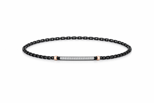 ASSE N03 — Titanium Black Chain with Rose Gold and Diamond Line Bracelet