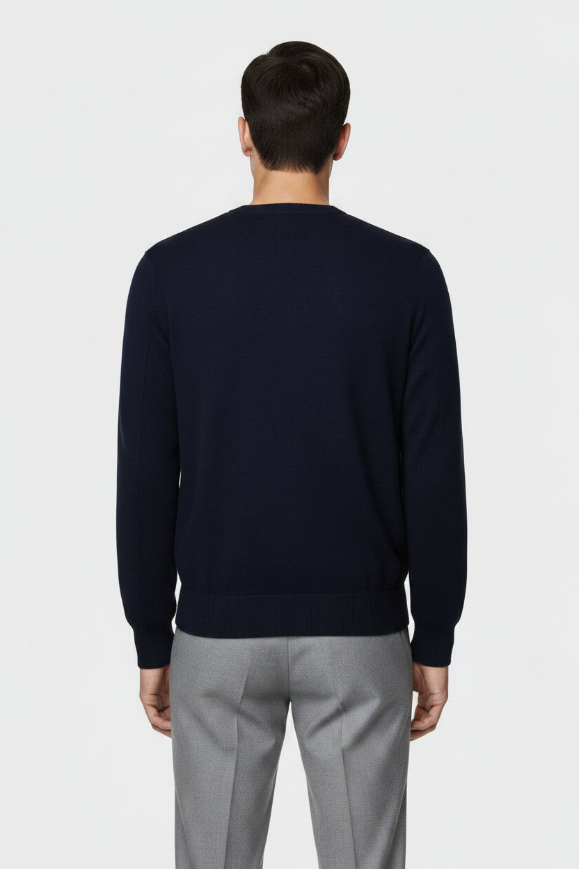 Navy Blue Corduroy Blouson — Back on Model