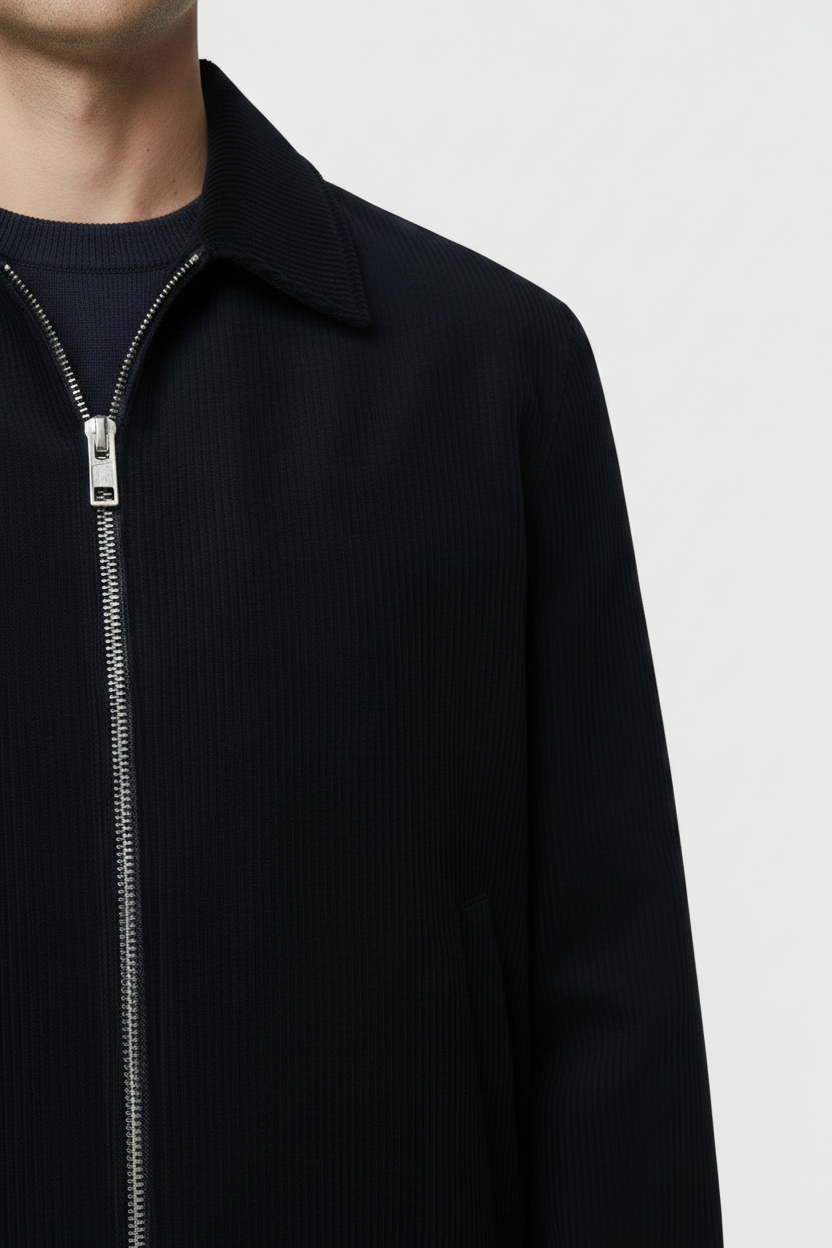 Navy Blue Corduroy Blouson — Detail Shot