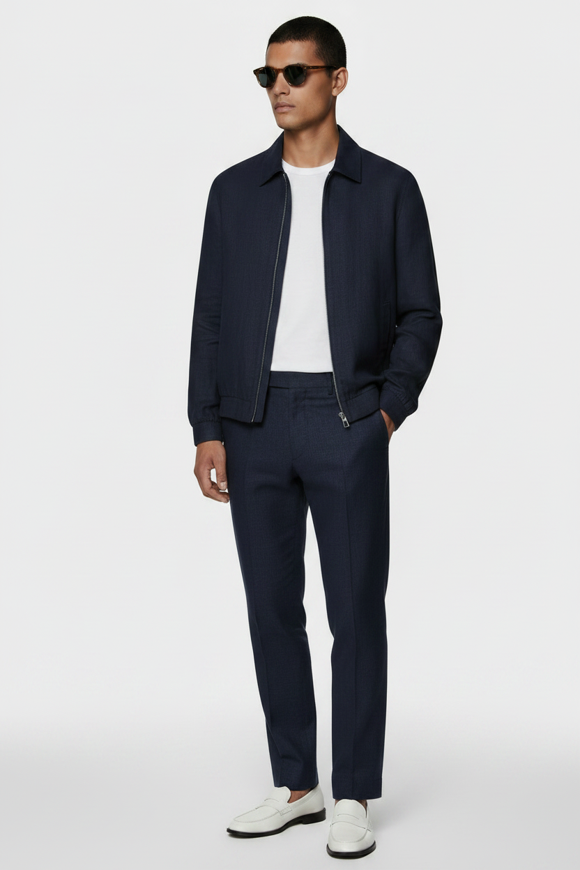 Navy Blue Linen Summer Look
