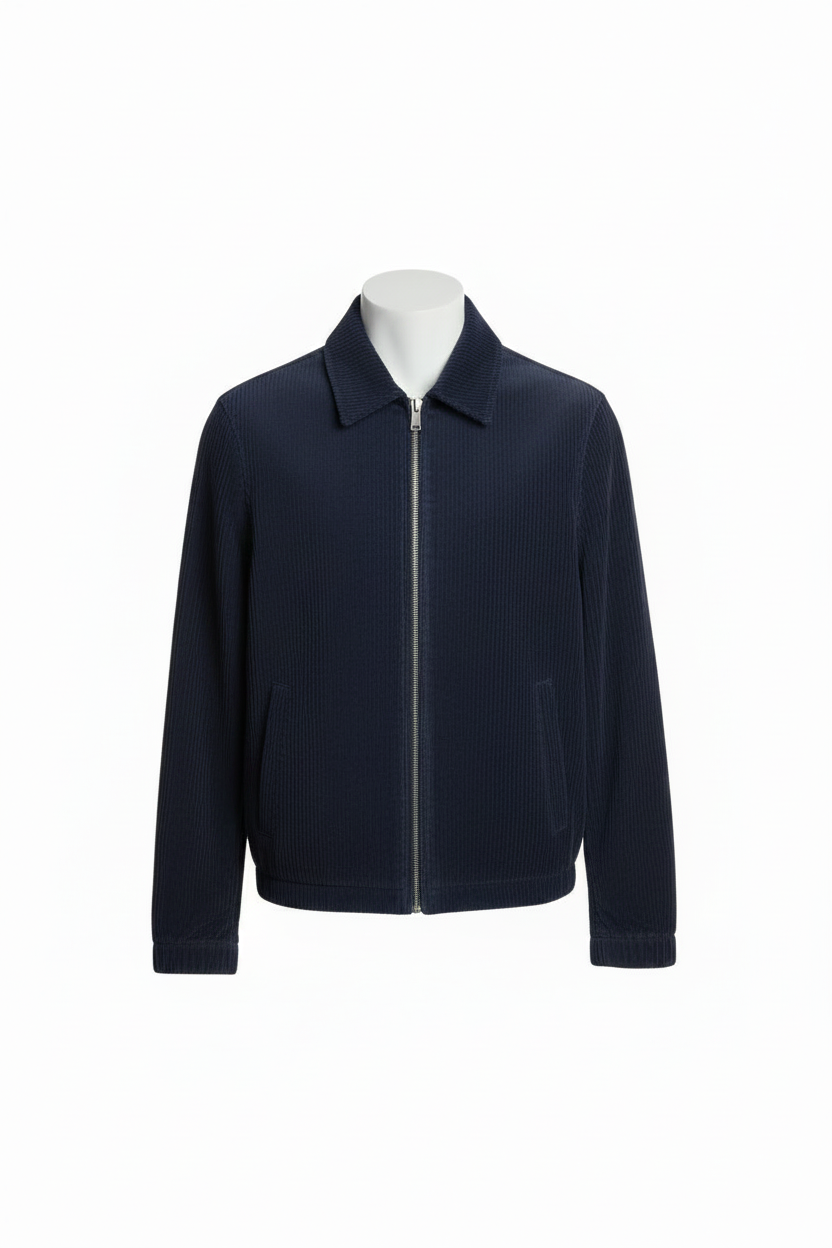 VENTO — Navy Blue Corduroy Blouson — Mannequin